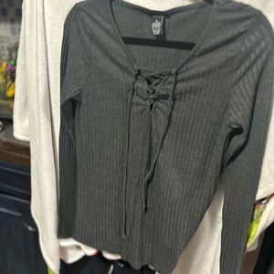 Gray, long-sleeve shirt